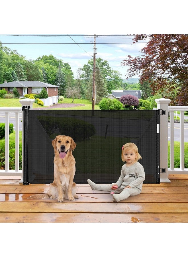 55 Inch Retractable Baby Gate Retractable Dog Gate For The House Retractable Pet Gate For Dogs Indoor Retractable Baby Gates For Doorways Mesh Baby Gate Retractable Mesh Gates For Kids Or Pets (Black)