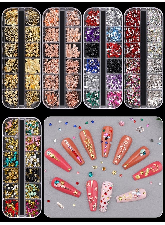 10 Boxes Nail Art Rhinestones Gems Nail Art Crystal Nail Jewels Diamonds Nail Charms With 1 Pc Pick Up Tweezers 1 Pc Wax Pens For Nail Art