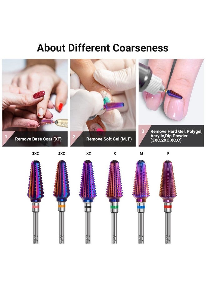 Professional Tornado Nail Drill Bits 3/32'' Carbide Tungsten Multifunction Bits Suitable For Manicure Pedicure Cuticle Gel Polishing Salon Bits Purple Series Bitx Coarse
