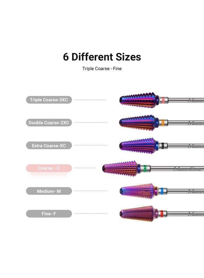 Professional Tornado Nail Drill Bits 3/32'' Carbide Tungsten Multifunction Bits Suitable For Manicure Pedicure Cuticle Gel Polishing Salon Bits Purple Series Bitx Coarse