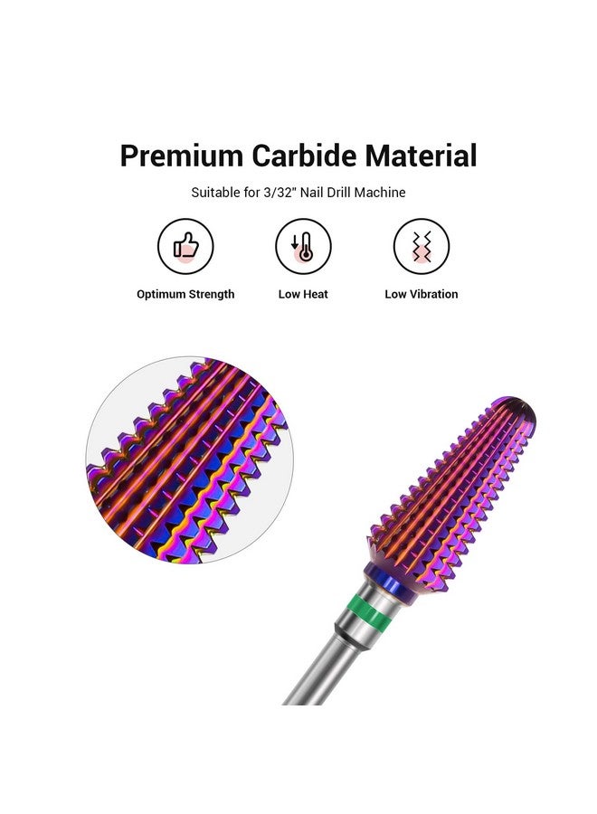 Professional Tornado Nail Drill Bits 3/32'' Carbide Tungsten Multifunction Bits Suitable For Manicure Pedicure Cuticle Gel Polishing Salon Bits Purple Series Bitx Coarse