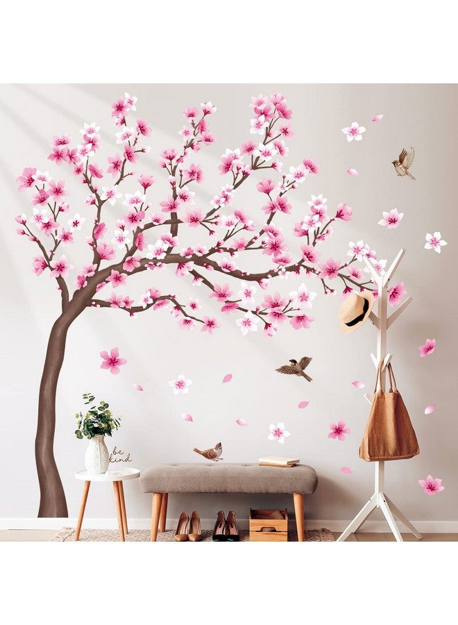 Sg42306 Cherry Blossom Tree Wall Stickers Decals Peel And Stick Removable Wall Stickers For Kids Nursery Bedroom Living Room Décor Floral Bird Furniture Art Baby Birch