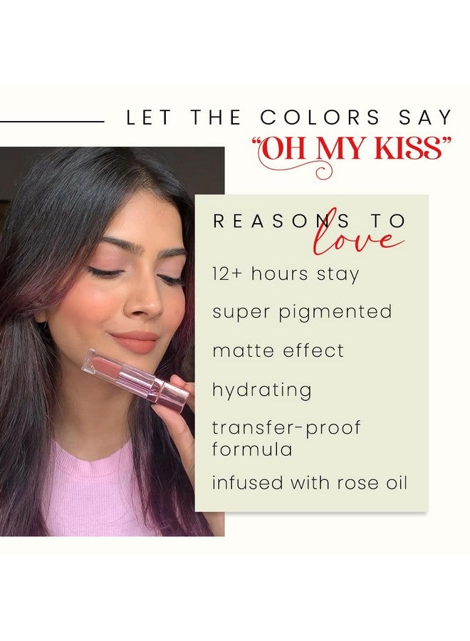 Roseate Transfer Proof Matte Liquid Lip Color Nude Lipstick Waterproof & Long Lasting Liquid Lipstick Stays For 12 Hours Rose Oil Infused Omk 4 Brown Butter 6Ml