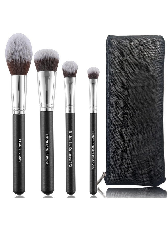 Makeup Brush Set Premium Foundationbronzerblushconcealereyeshadow Contour With Liquid Cream Powders Blending Highlighting Buffing Professional Essential Face Brushes With Travel Case 4Pcs