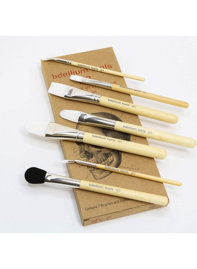 Professional Makeup Brush Sfx Glue Brush Set 7 Pc. With Ziplock Pouch