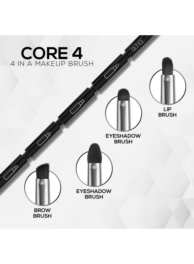 Core 4 4In1 Makeup Brush A Multipurpose Wand With 2 Eyeshadows Lip & Eyebrow Brush Hasslefree & Multifunctionality For Full Face Application In One Handy Applicator