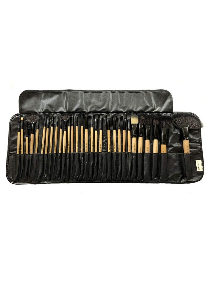 30 Piece Bamboo Makeup Brush Set Premium Synthetic Makeup Brushes Cruelty Free Vegan Brushes Kabuki Foundation