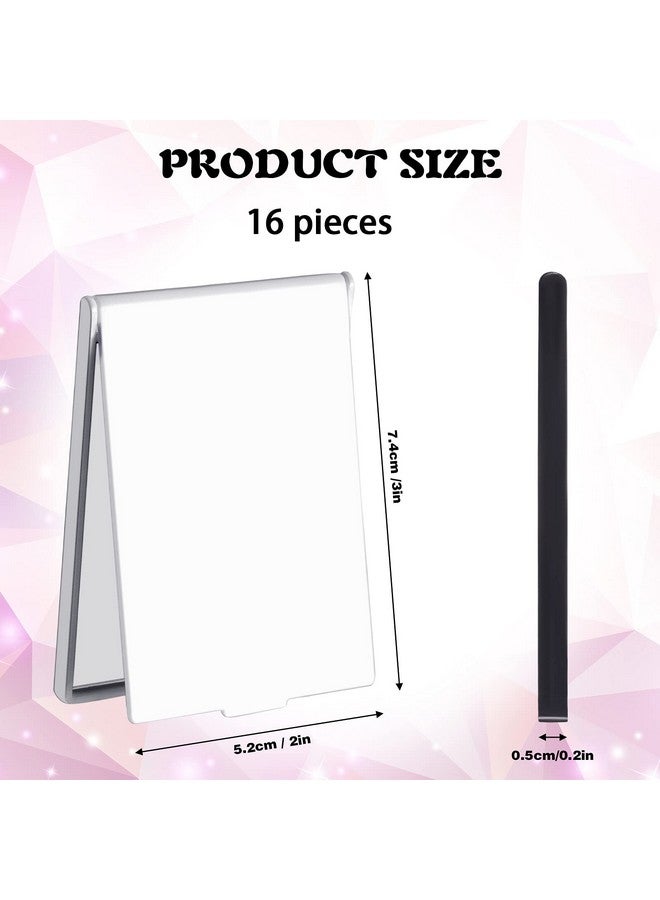 Home Mirror 16Pcs 2 X 3 X 0.2'' Small Makeup Folding Mirror Portable Travel Mirror Compact Stand Up Mirror For Women Girls Black White