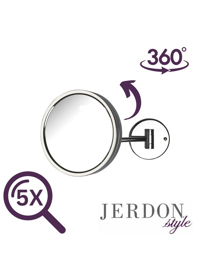 8.5Inch Magnifying Wall Mount Mirror Makeup Mirror With 5X Magnification & 11.5 Inch Wall Extension Chrome Finish Model Jd13C