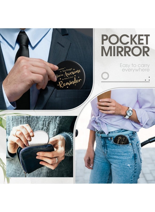 48 Pcs Inspirational Compact Mirror Bulk Round Portable Pocket Mirror Small Mirror For Purse Appreciation Thank You Gifts For Men Women Kids Coworker Friend 2.8 Inches (Blackclassic)