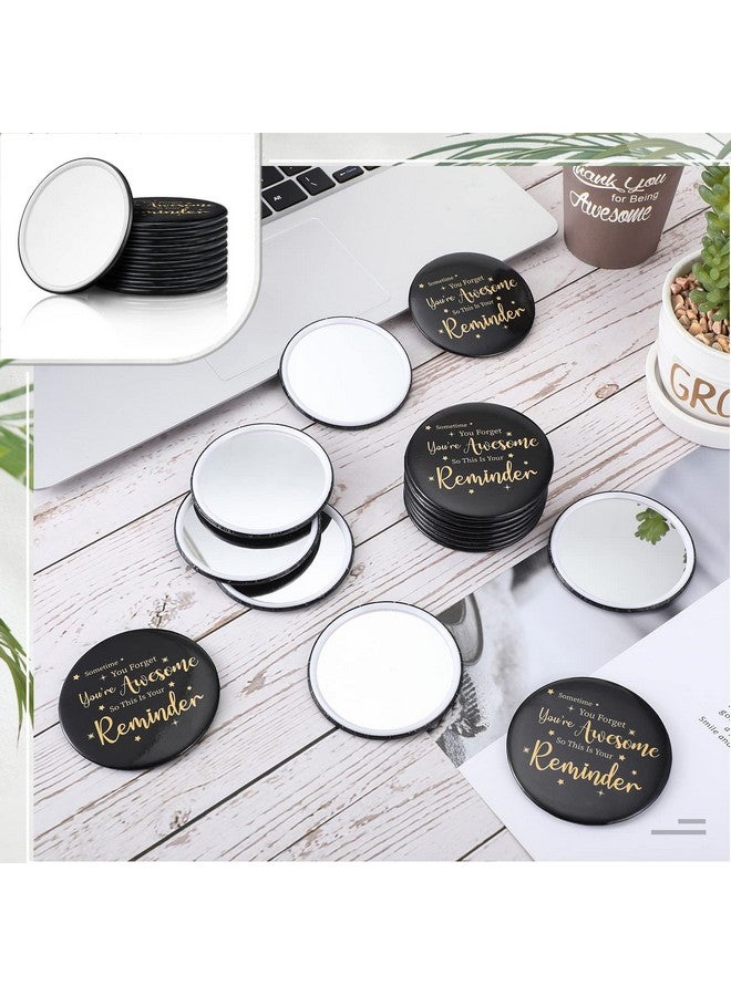 48 Pcs Inspirational Compact Mirror Bulk Round Portable Pocket Mirror Small Mirror For Purse Appreciation Thank You Gifts For Men Women Kids Coworker Friend 2.8 Inches (Blackclassic)
