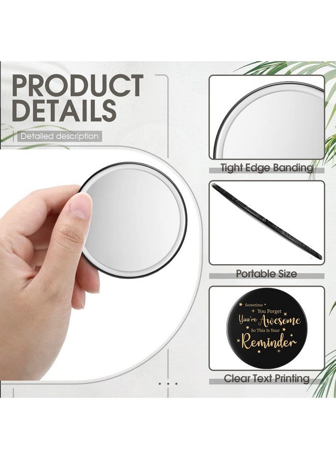 48 Pcs Inspirational Compact Mirror Bulk Round Portable Pocket Mirror Small Mirror For Purse Appreciation Thank You Gifts For Men Women Kids Coworker Friend 2.8 Inches (Blackclassic)