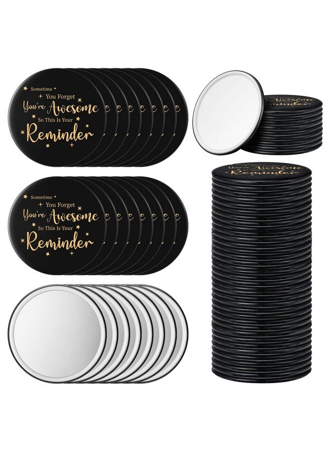 48 Pcs Inspirational Compact Mirror Bulk Round Portable Pocket Mirror Small Mirror For Purse Appreciation Thank You Gifts For Men Women Kids Coworker Friend 2.8 Inches (Blackclassic)