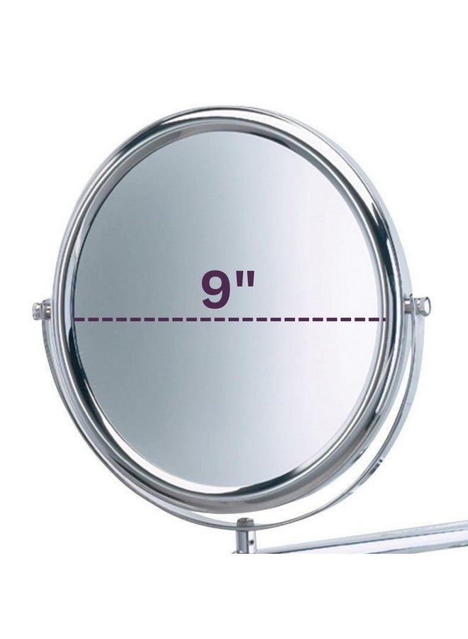 Twosided Wallmounted Makeup Mirror Makeup Mirror With 3X Magnification & Wallmount Arm 9 Inch Diameter Mirror With Chrome Finish Wall Mount Model Jp3030Cf