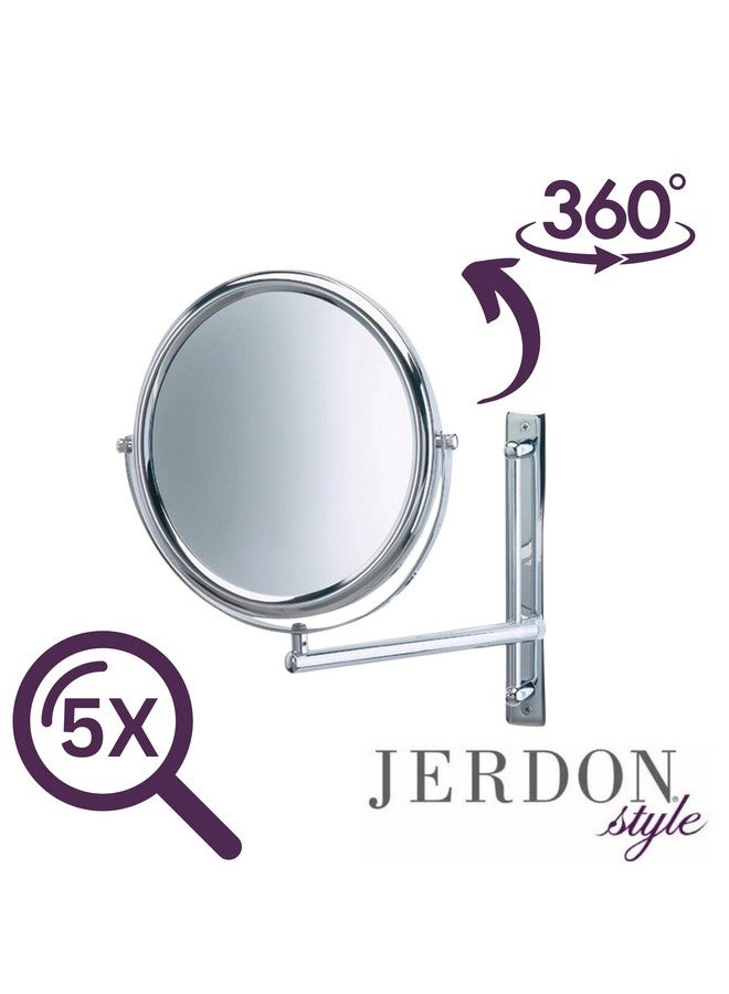 Twosided Wallmounted Makeup Mirror Makeup Mirror With 3X Magnification & Wallmount Arm 9 Inch Diameter Mirror With Chrome Finish Wall Mount Model Jp3030Cf
