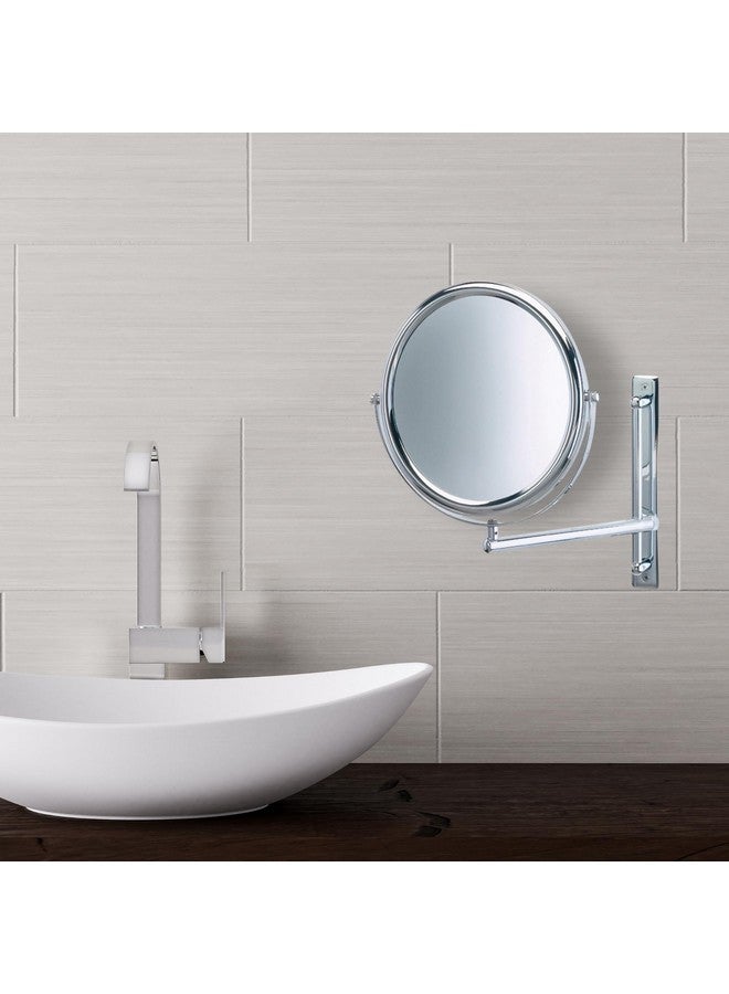 Twosided Wallmounted Makeup Mirror Makeup Mirror With 3X Magnification & Wallmount Arm 9 Inch Diameter Mirror With Chrome Finish Wall Mount Model Jp3030Cf