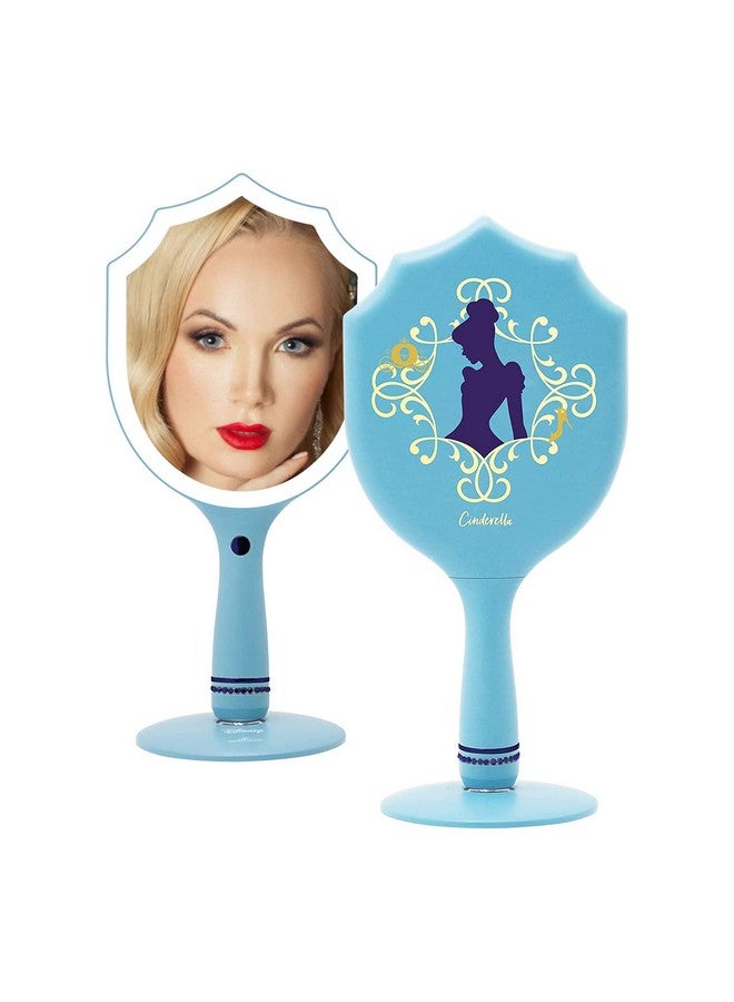 Impressions Vanity Handheld Lighted Makeup Mirror Disney Princess Cinderella Led Hand Mirror With Standing Base Makeup Vanity Mirrors With Shimmering Button And 3 Color Modes.