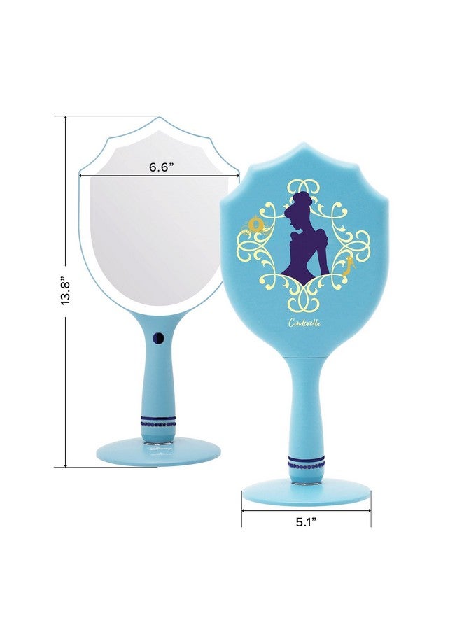 Impressions Vanity Handheld Lighted Makeup Mirror Disney Princess Cinderella Led Hand Mirror With Standing Base Makeup Vanity Mirrors With Shimmering Button And 3 Color Modes.