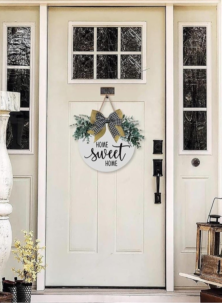 Home Sweet Home Wall Hanging Rustic Farmhouse Wooden Wall Art, Inspirational Home Decor for Living Room, Bedroom, and Entryway, Wreaths Hanging Front door