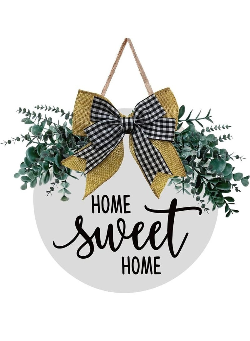 Home Sweet Home Wall Hanging Rustic Farmhouse Wooden Wall Art, Inspirational Home Decor for Living Room, Bedroom, and Entryway, Wreaths Hanging Front door