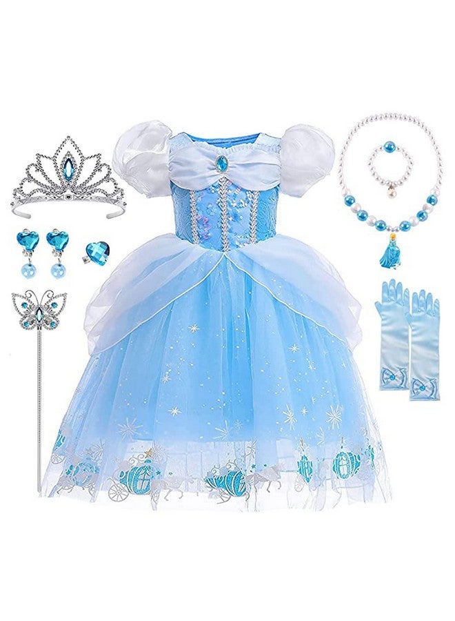 Princess Costumes For Girls Cinderella Dress Up Clothes With Accessories For Birthday Party Halloween Cosplay