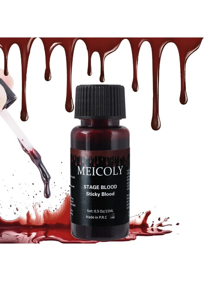 Fake Blood Washableedible Stage Blood0.5 Oz Realistic Drips Sticky Fake Blood With Brushsafe For Mouthnosebleedhalloweencosplayfake Wound Cut Bites Scar Sfx Makeup Special Effectsdark