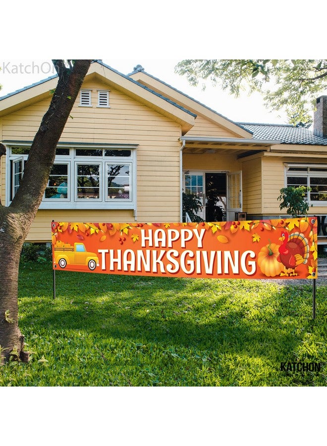 Happy Thanksgiving Yard Banner Xtralarge 120X20 Inch Thanksgiving Yard Signs Backdrop For Thanksgiving Yard Decorations Thanksgiving Banner Outdoor Thanksgiving Outdoor Decorations