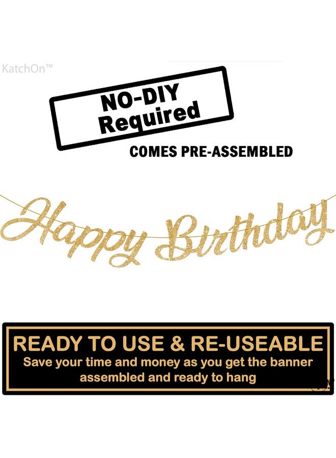 Glitter Gold Happy Birthday Banner Prestrung No Diy 10 Feet Happy Birthday Sign Gold Birthday Decorations Rockstar Birthday Banner For Men Happy Birthday Decorations