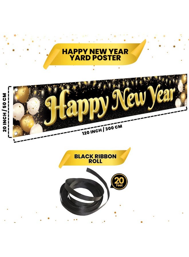 Happy New Year Banner 2024120X20 Inch Xtra Large Happy New Year Yard Sign Happy New Year Decorations 2024 New Years Banner For New Years Decorations New Years Eve Party Supplies 2024