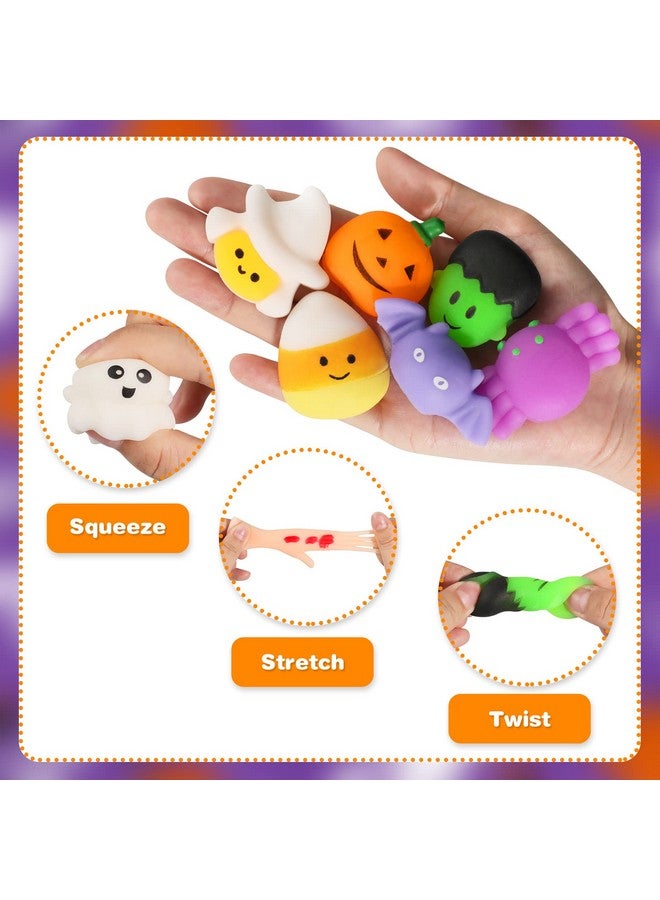 48Pcs Halloween Squishies Toys For Kids Halloween Party Favors Halloween Goodie Bag Fillers Prizes Halloween Decorations Stress Relief Favor Toys For Kids