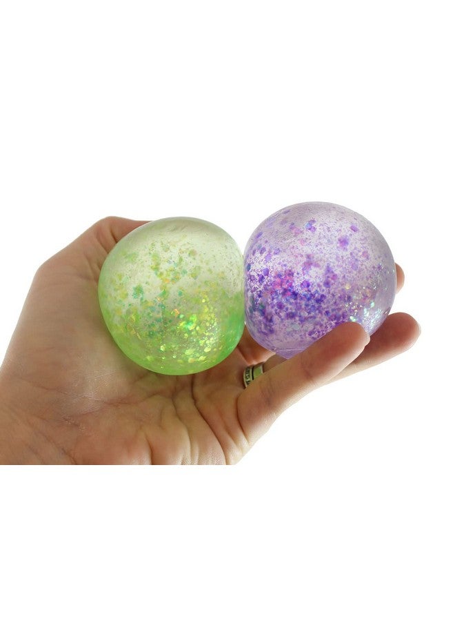 Set Of 2 Glitter Sugar Ball Syrup Molasses Glittery Shimmer Thick Glue/Gel Stretch Ball Ultra Squishy And Moldable Slow Rise Relaxing Sensory Fidget Stress Toy (Random Colors)