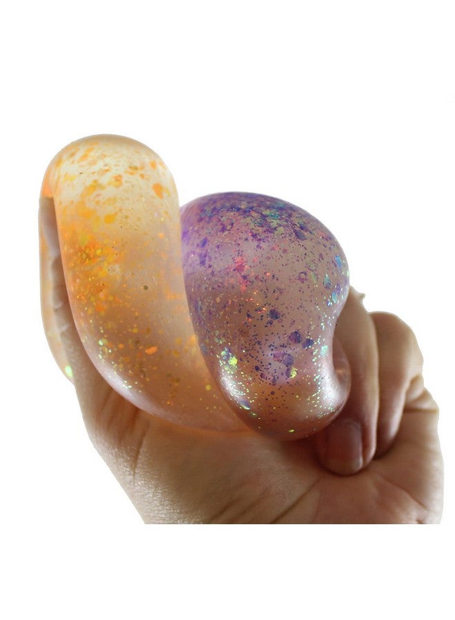 Set Of 2 Glitter Sugar Ball Syrup Molasses Glittery Shimmer Thick Glue/Gel Stretch Ball Ultra Squishy And Moldable Slow Rise Relaxing Sensory Fidget Stress Toy (Random Colors)