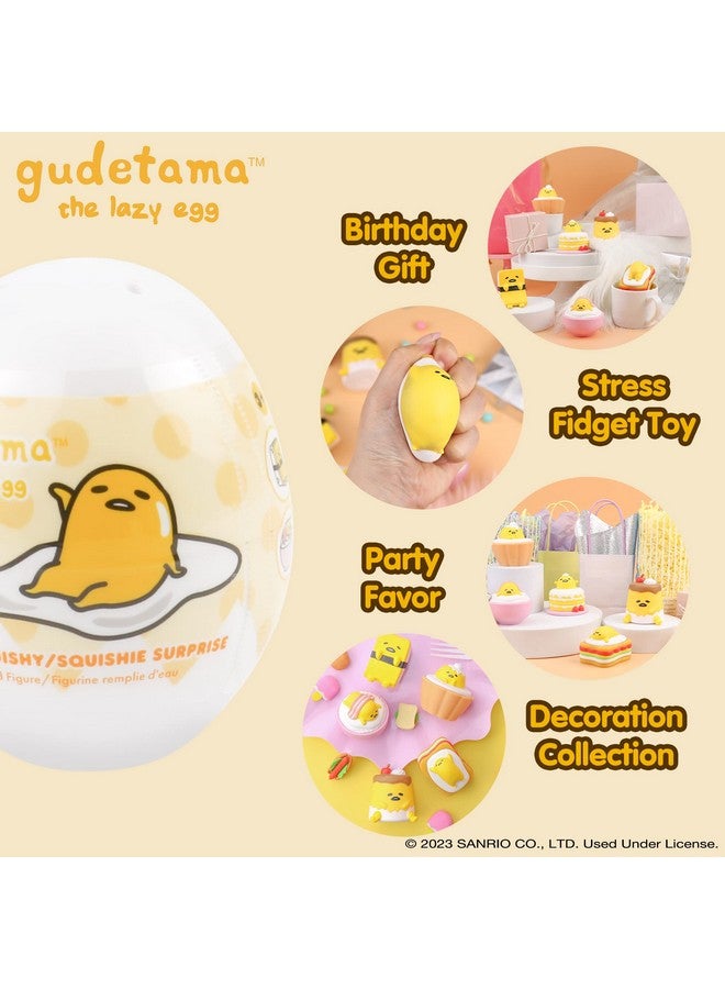 Sanrio Gudetama Lazy Egg Yolk Cute Water Filled Squishy (Series 1) Box Mini Fidget Stuffer Baby Birthday Gift Bag Party Favor Basket Filler Stress Relief Toy 1 Pc. (Mystery Blind Capsule)