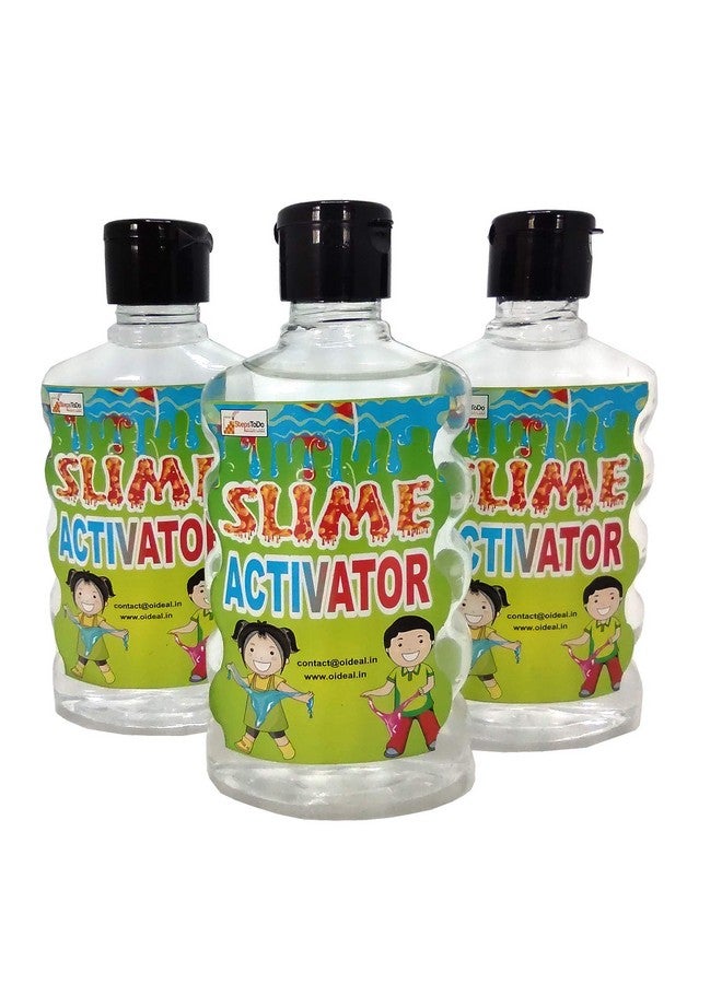 Super Slime Activator Clear Liquid Solution. All In One 600 Ml Slime Activator. (Pack Of 3 Bottles 200 Ml Each) Universal Formula Works With Almost Any Pva Glue. No Heating Safe For Kids.