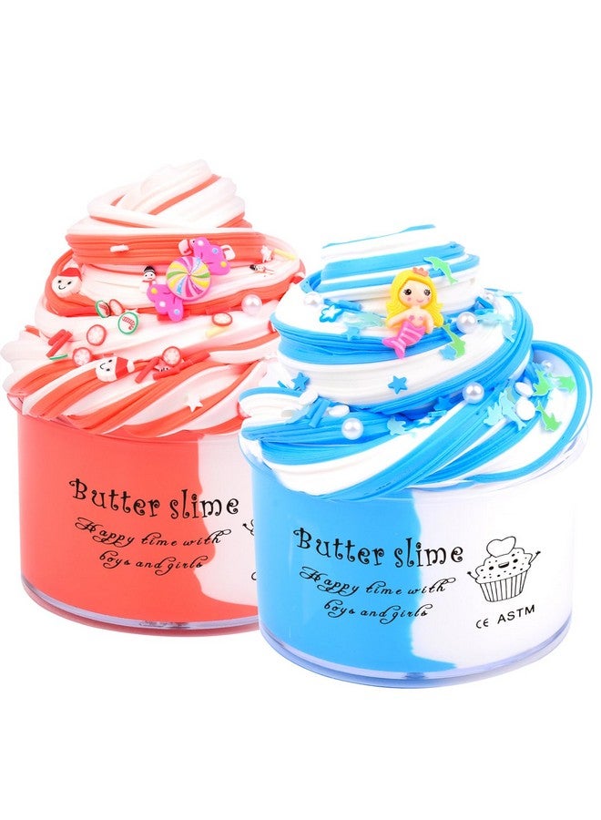 2 Pack Butter Slime Kit With Ocean Mermaid And Candy Charms Cute Preppy And Aesthetic Stuff Stress Relief Toys And Cool Birthday Gifts Ideas For Girls And Boys Scented Party Favors For Kids