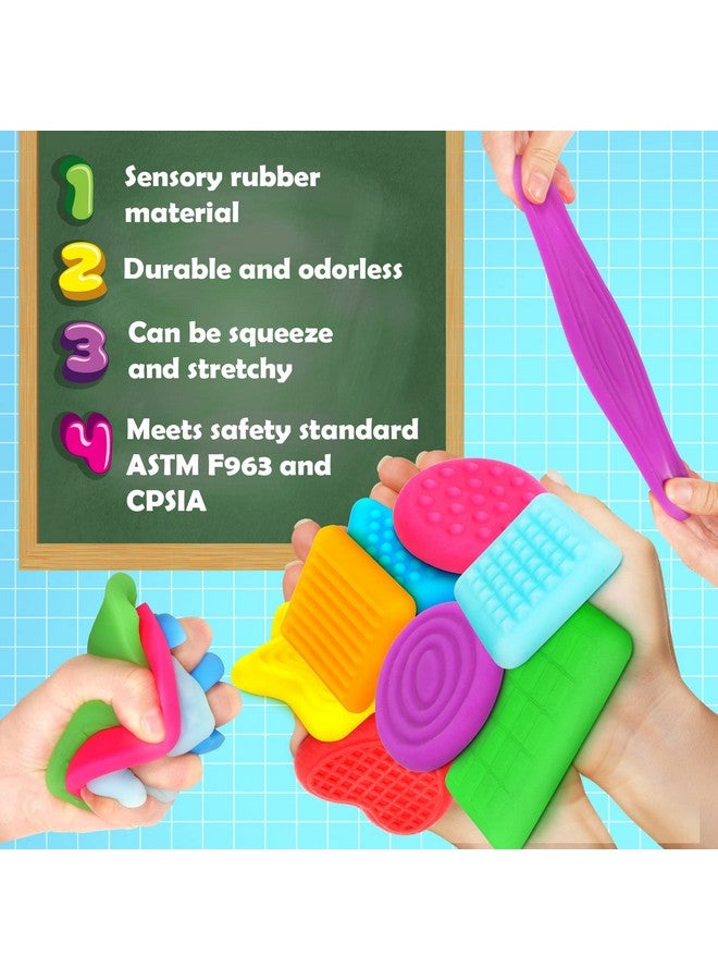 Shape Learning Sensory Toys For Toddlers Textured Stress Relief Sensory Toys For Autistic Children Pull And Stretch Tactile Toy Calming Autism Toys For Boys And Girls Preschool Kids (8Pack)