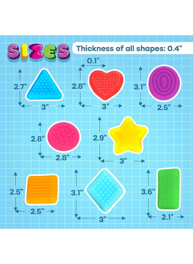 Shape Learning Sensory Toys For Toddlers Textured Stress Relief Sensory Toys For Autistic Children Pull And Stretch Tactile Toy Calming Autism Toys For Boys And Girls Preschool Kids (8Pack)