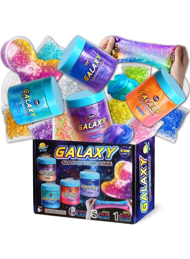 35.16 Fl Oz Galaxy Glowing Slime For Kids Funkidz 1040Ml Premade Space Slime Pack Toy For Girls Boys Slime Kit With Neon Glow Metallic Fun Craft Party Gifts