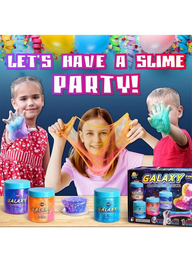 35.16 Fl Oz Galaxy Glowing Slime For Kids Funkidz 1040Ml Premade Space Slime Pack Toy For Girls Boys Slime Kit With Neon Glow Metallic Fun Craft Party Gifts