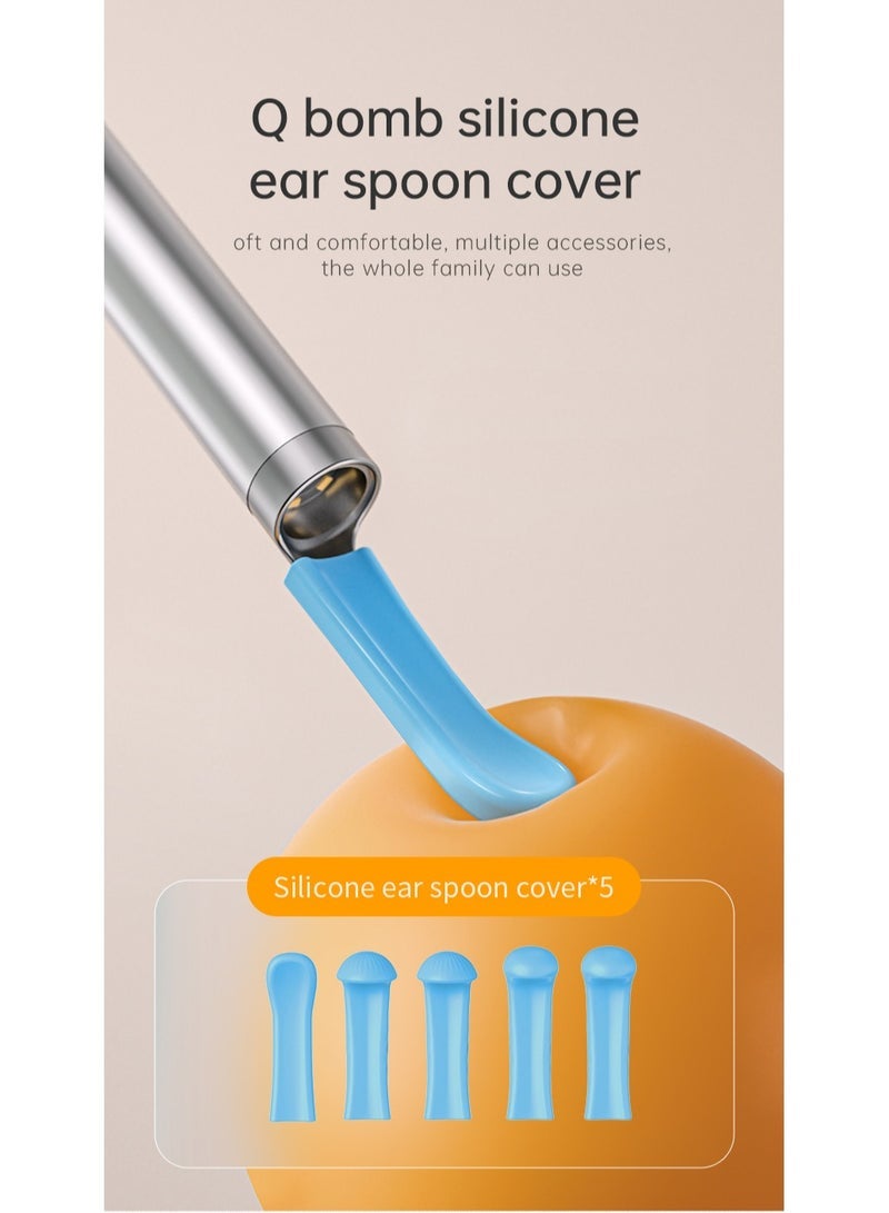 Ear Wax Removal - Earwax Remover Tool with 8 Pcs Ear Set - Wi-Fi Visible Wax Elimination Spoon - Earwax Removal Kit with Light- Ear Cleaner for iOS & Android (Black)