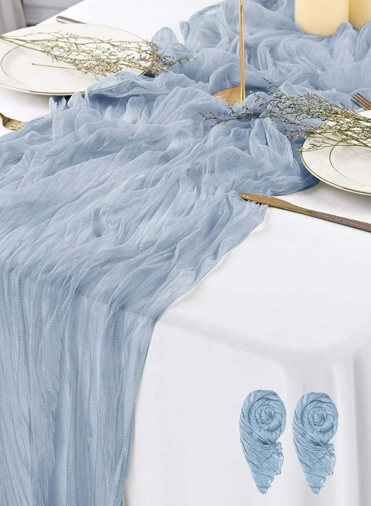 2 Pack Blue Cheesecloth Table Runner