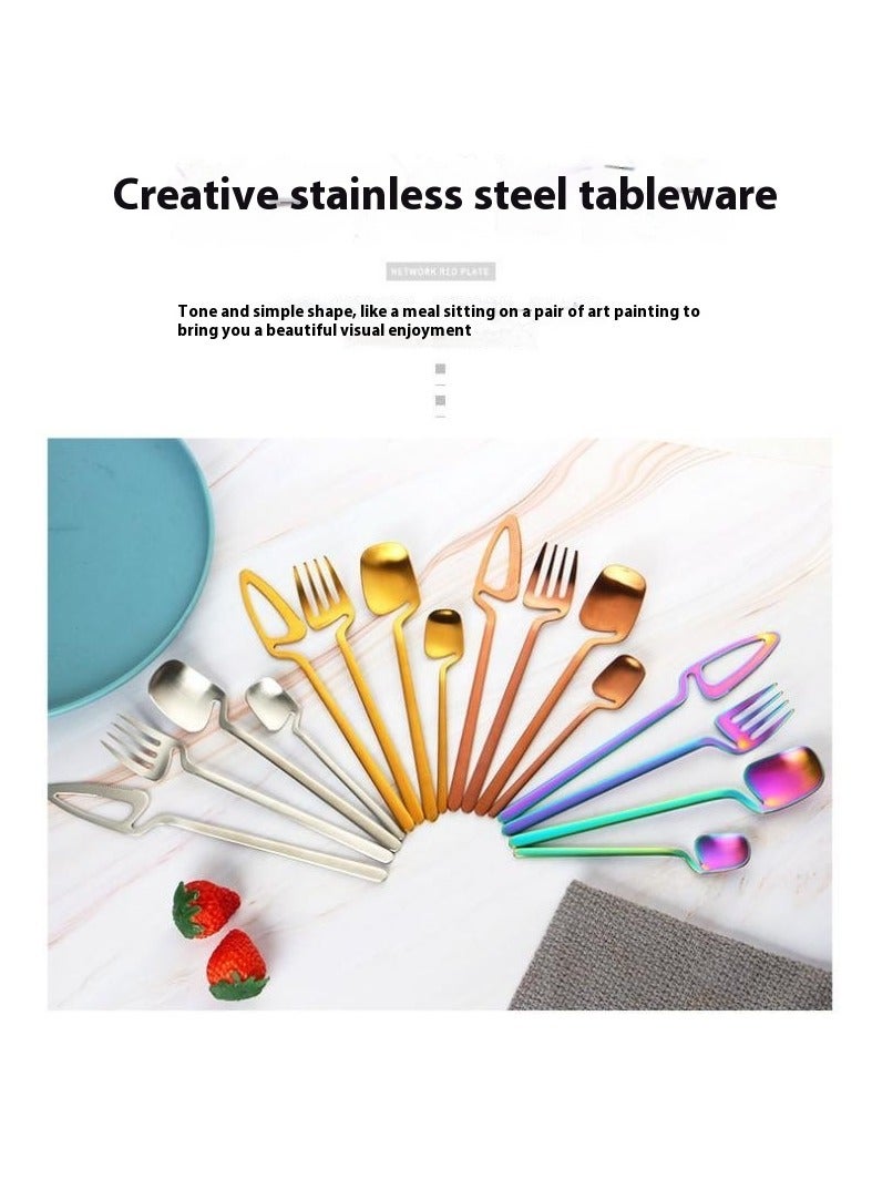 40-Piece Cutlery Set Cup Hanging Tableware Set Gold