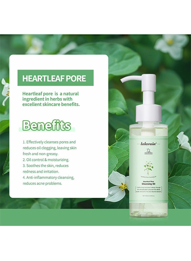 Heartleaf Pore Control Cleansing Oil, Double Cleanse, Acne Face Wash, Daily Makeup Blackheads Removal, Age Defying Makeup Remover Melting Blackhead Sebum Care 100ML