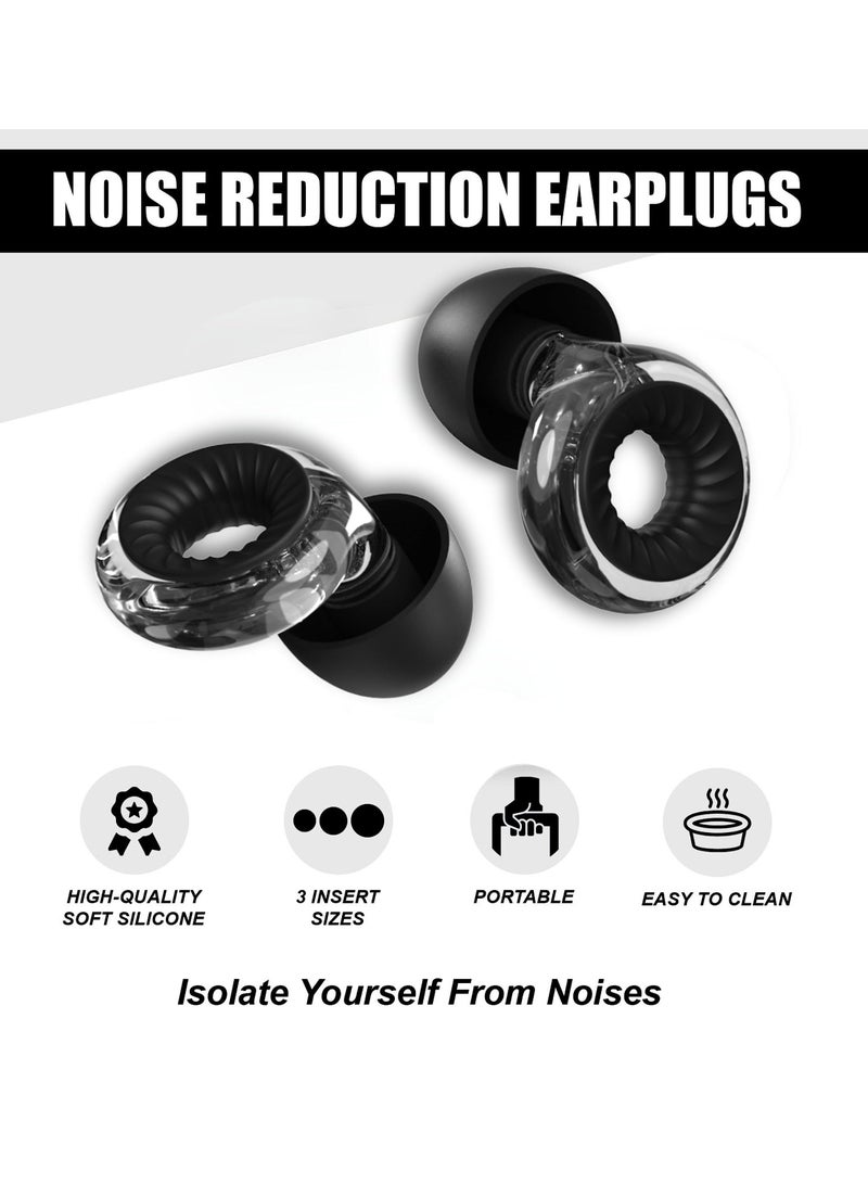 High Fidelity Ear Plugs, Unlimited Ear Plugs for Noise Reduction Earplugs, Reusable Ear Plugs for Sleeping, for Noise Reduction, Concerts, Work, Musicians (Clear)
