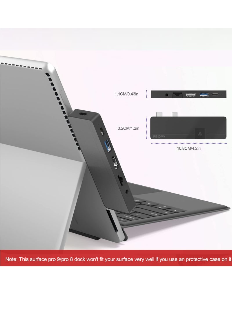 USB C Docking Station, Docking Station with 8 Ports, 8 in 2 100W USB C Thunerbolt 4+ 4K HDMI+ USB3.0+ USB-C 3.0+ 100M LAN+ Audio+ SD+ TF Slot USB C Multiport Adapter for Surface Pro 9/Pro 8/Pro X