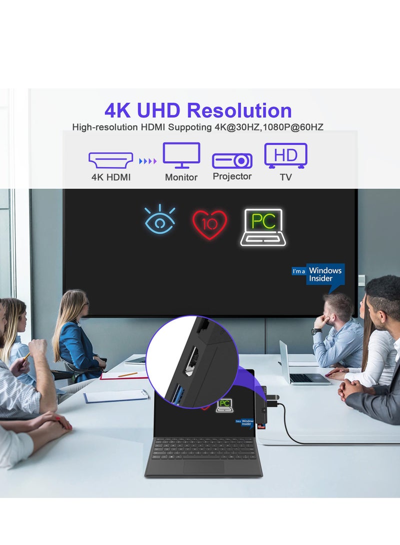 USB C Docking Station, Docking Station with 8 Ports, 8 in 2 100W USB C Thunerbolt 4+ 4K HDMI+ USB3.0+ USB-C 3.0+ 100M LAN+ Audio+ SD+ TF Slot USB C Multiport Adapter for Surface Pro 9/Pro 8/Pro X