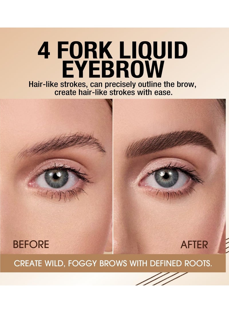 Brown Eyebrow Pen, 2 Pcs Brown Eyebrow Pencil With 4 Micro-Fork Tipm,Natural Stereoscopic Long-Lasting, Waterproof, Non-Fadin, Creates Natural Looking Brows Effortlessly, for All Brow Shapes