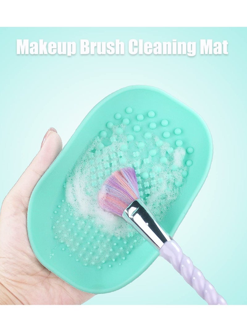 Silicone Makeup Brush Cleaner Mats Pads, Back Strap Cosmetic Brush Cleaning Mat Portable Washing Tool for Makeup, for Cleaning (Green)