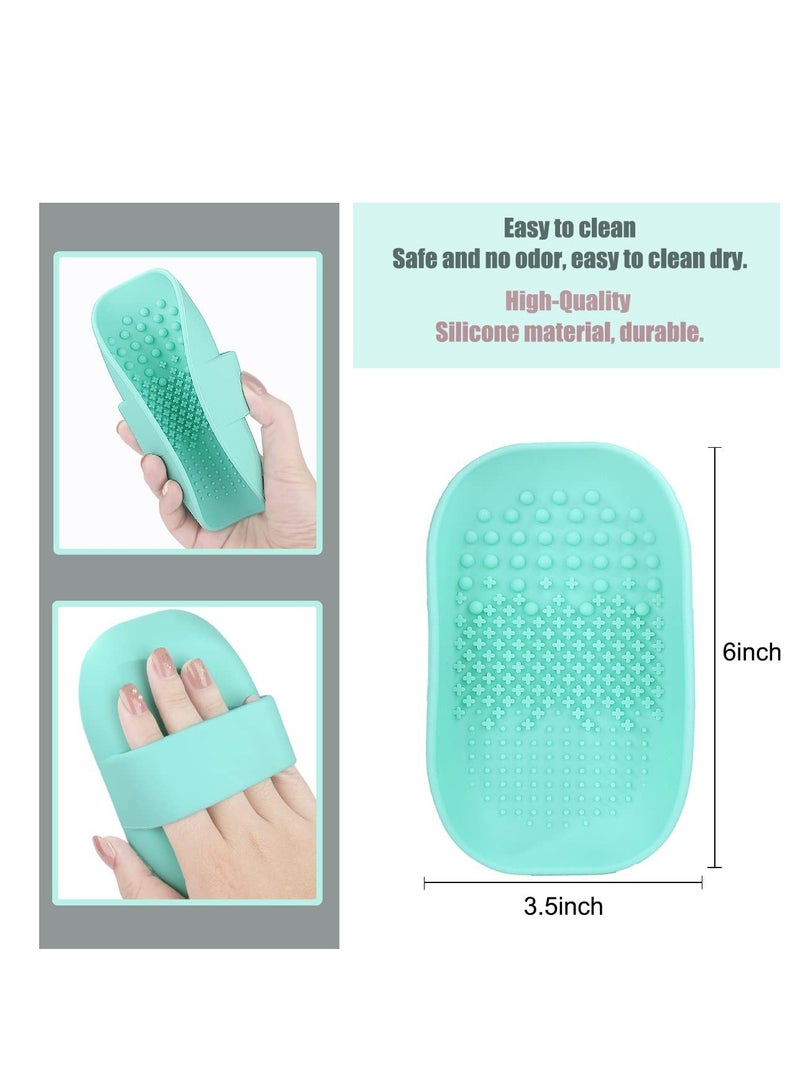 Silicone Makeup Brush Cleaner Mats Pads, Back Strap Cosmetic Brush Cleaning Mat Portable Washing Tool for Makeup, for Cleaning (Green)