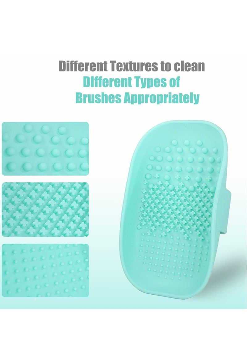 Silicone Makeup Brush Cleaner Mats Pads, Back Strap Cosmetic Brush Cleaning Mat Portable Washing Tool for Makeup, for Cleaning (Green)